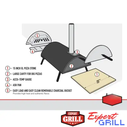 Expert Grill 15 Charcoal Pizza Oven, Black diemension