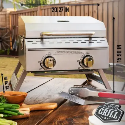 Expert Grill 2 Burner Tabletop Propane Gas Grill dimension